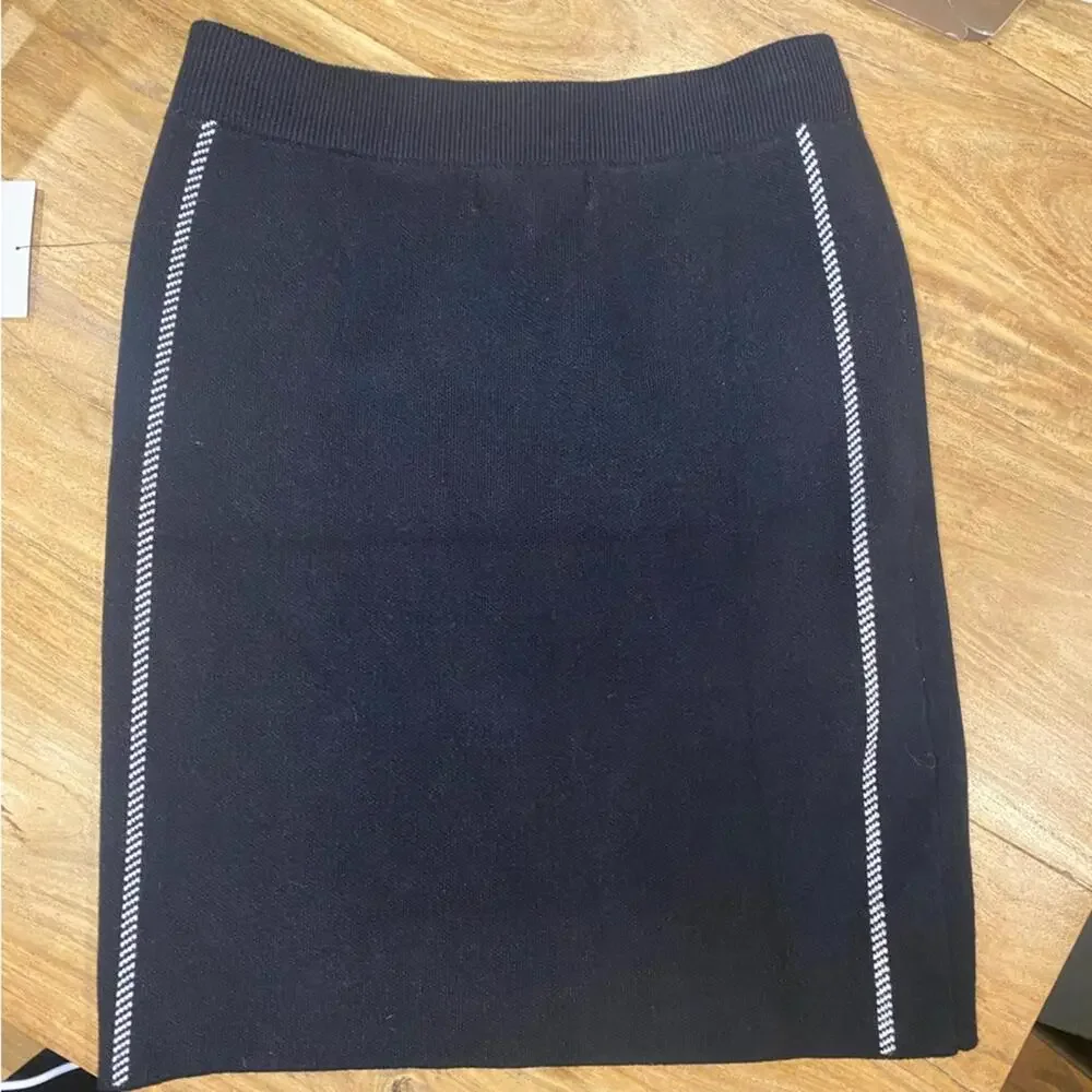 Lulus Mod Moment Black Knit Mini Skirt NWT High Waist Stretch Sweater Skirt S